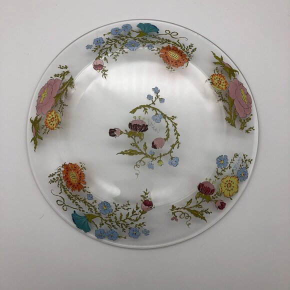 Vtg Dorothy C. Thorpe Wildflower Glass Plate Platter Signed Mid-Century Modern - Picture 8 of 9